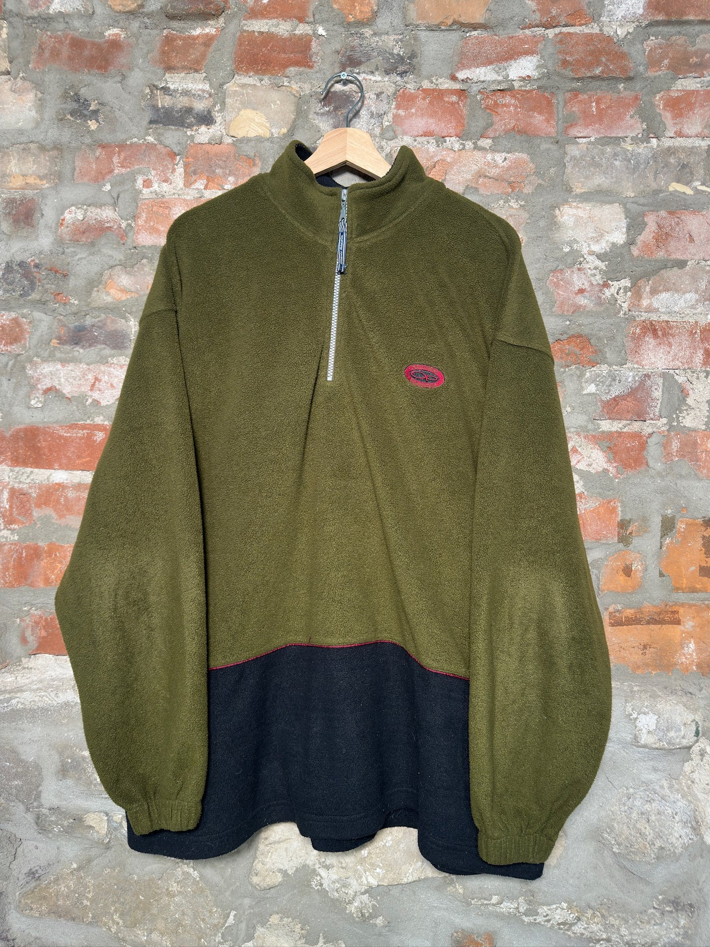 (XL) Vtg Ocean Pacific Fleece Quarter Zip Olive