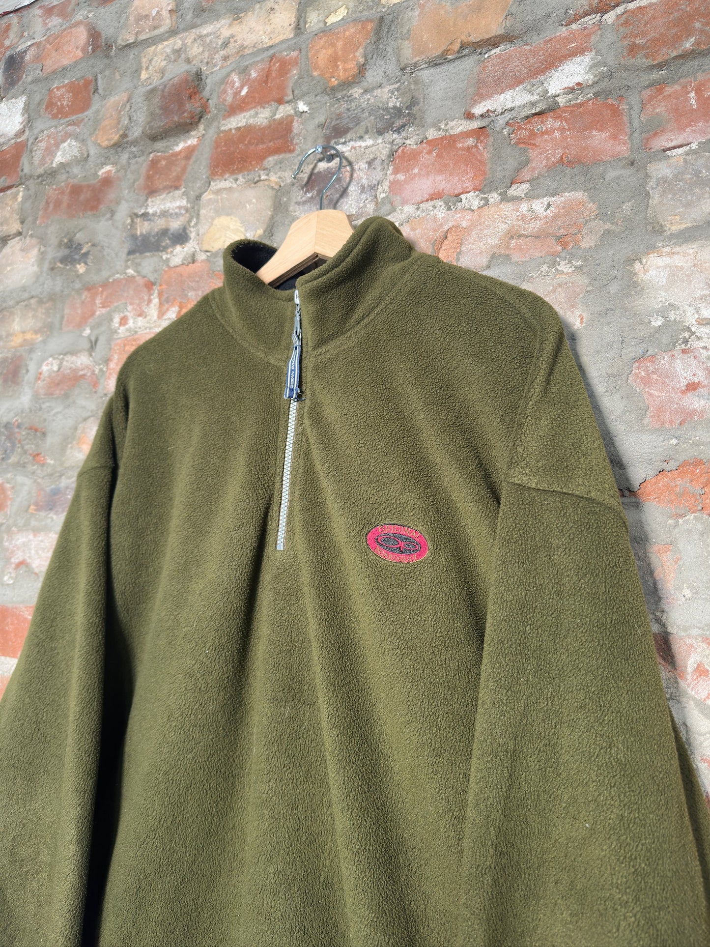 (XL) Vtg Ocean Pacific Fleece Quarter Zip Olive
