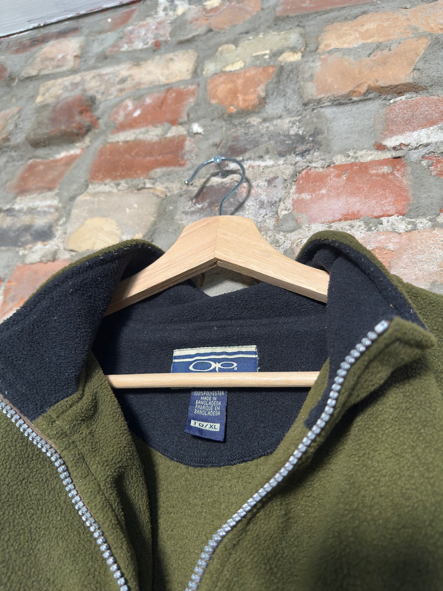 (XL) Vtg Ocean Pacific Fleece Quarter Zip Olive