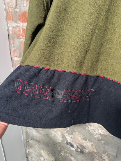 (XL) Vtg Ocean Pacific Fleece Quarter Zip Olive