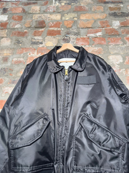 (XXL) Vtg Satin Bomber Jacket Black