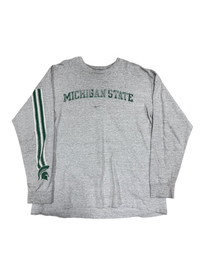 (XL) 00s Nike Michigan State Grey Long Sleeve Shirt