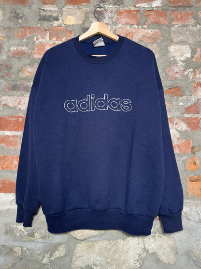 (M) Vtg Adidas Navy Crewneck