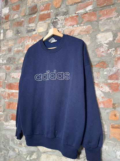 (M) Vtg Adidas Navy Crewneck