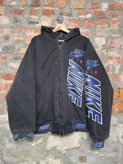(L) 90s Nike Air Bootleg Quilted Hooded Jacket