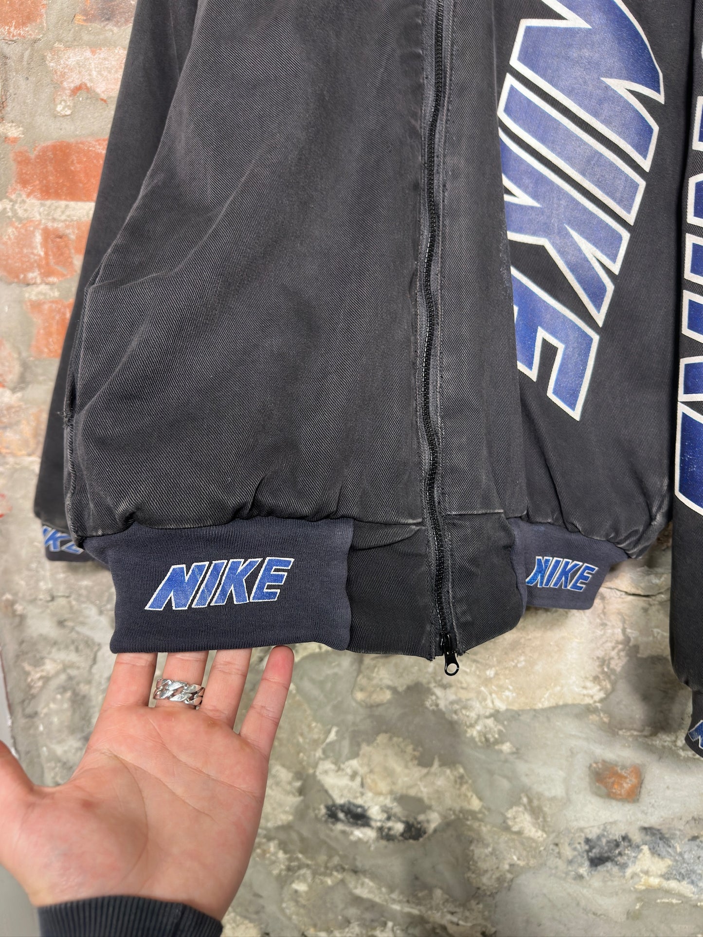 (L) 90s Nike Air Bootleg Quilted Hooded Jacket