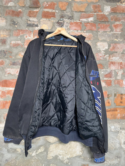 (L) 90s Nike Air Bootleg Quilted Hooded Jacket