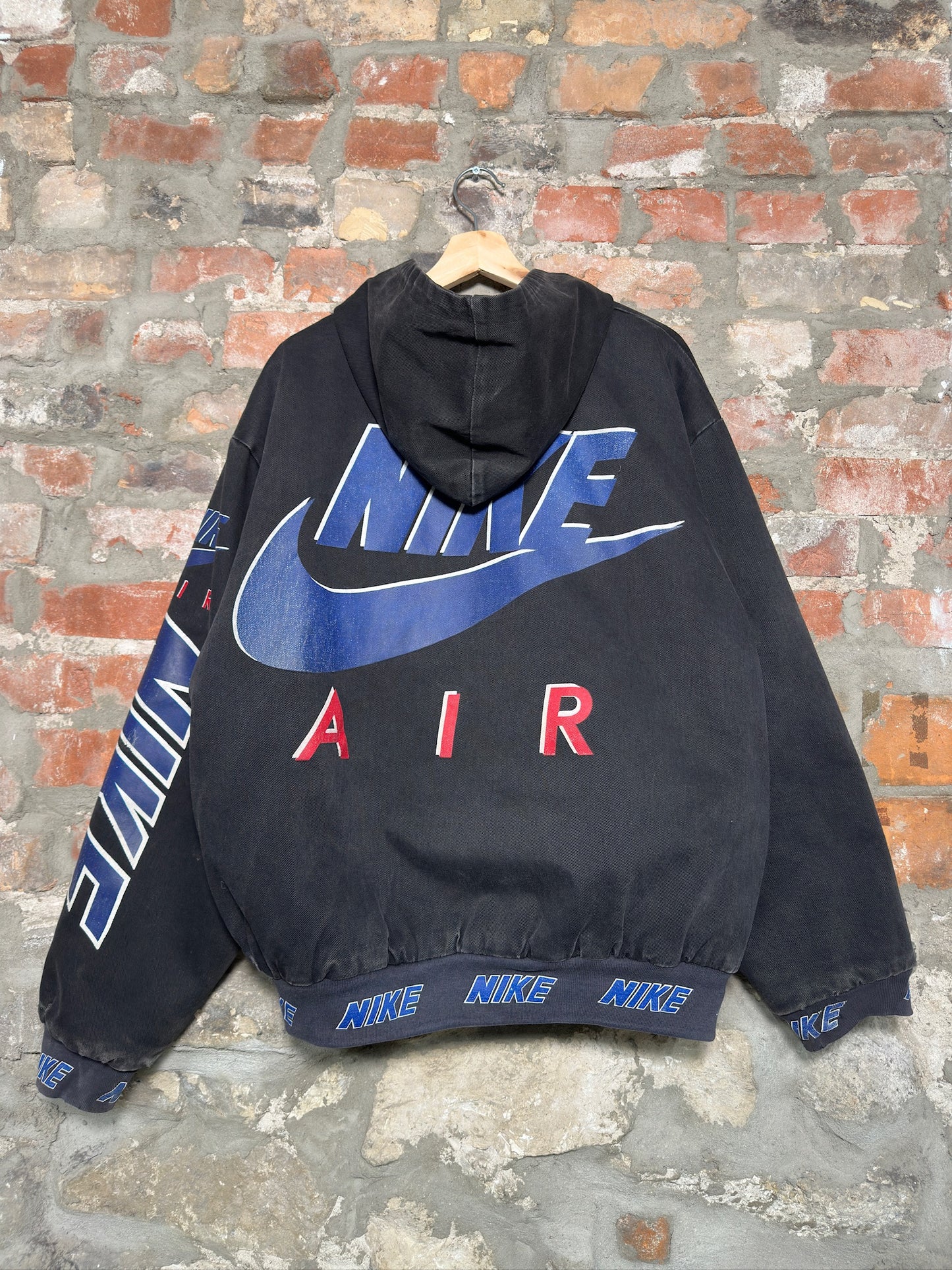 (L) 90s Nike Air Bootleg Quilted Hooded Jacket