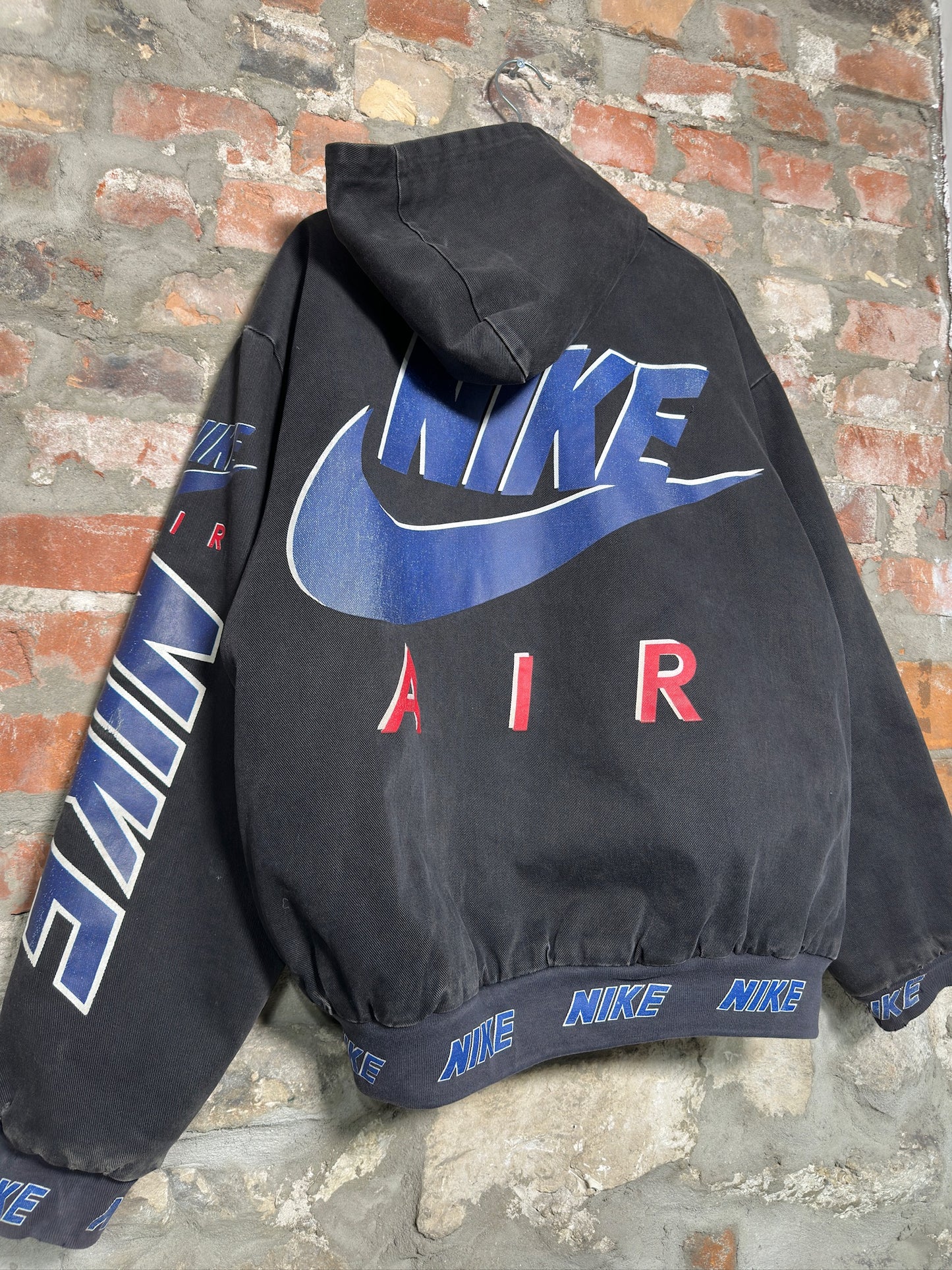 (L) 90s Nike Air Bootleg Quilted Hooded Jacket