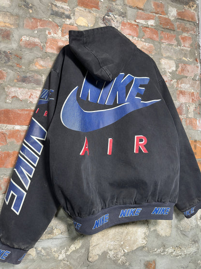 (L) 90s Nike Air Bootleg Quilted Hooded Jacket
