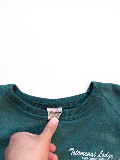 (L) Vintage Nature Bald Eagle Faded Green Crewneck