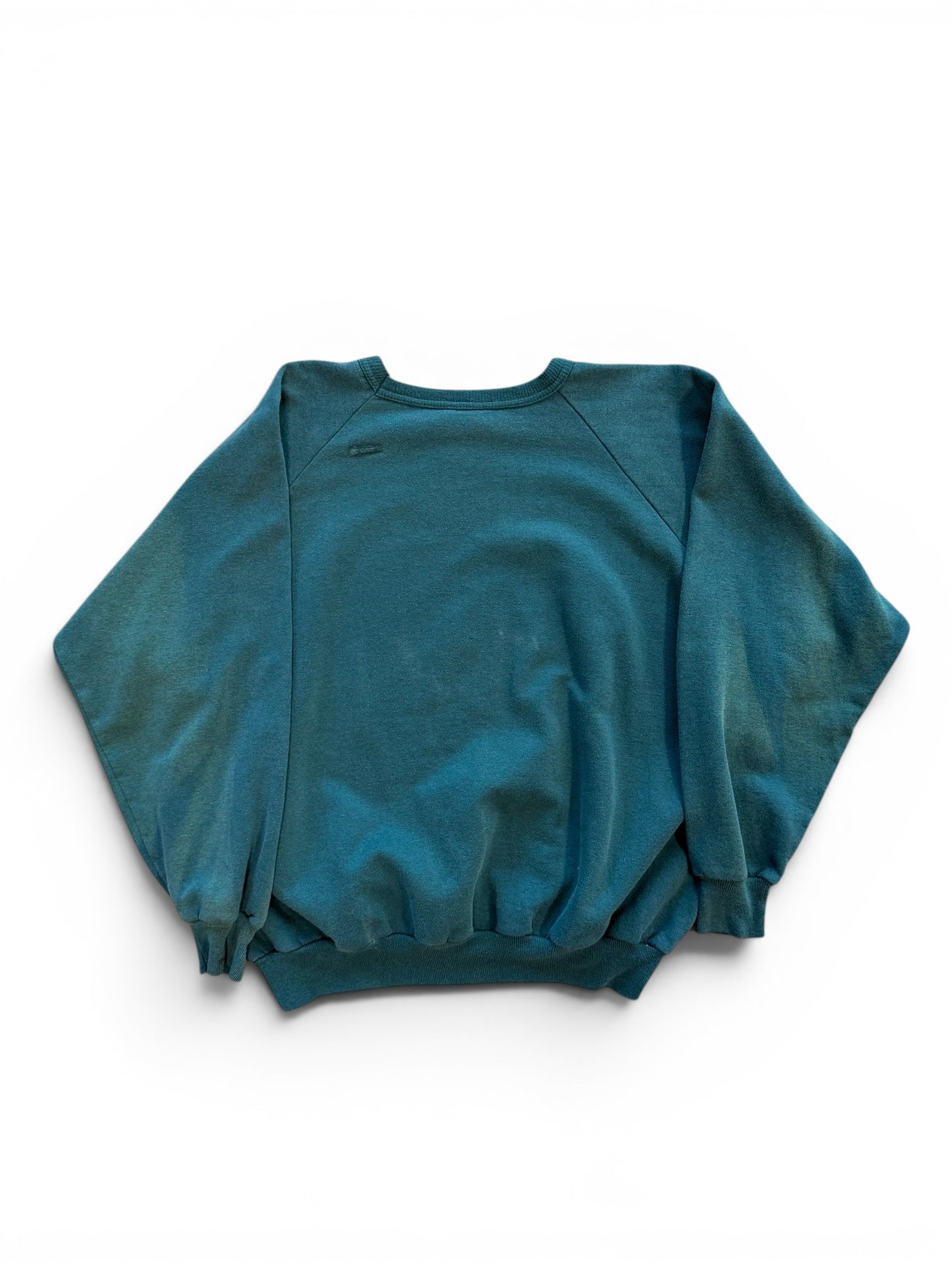 (L) Vintage Nature Bald Eagle Faded Green Crewneck