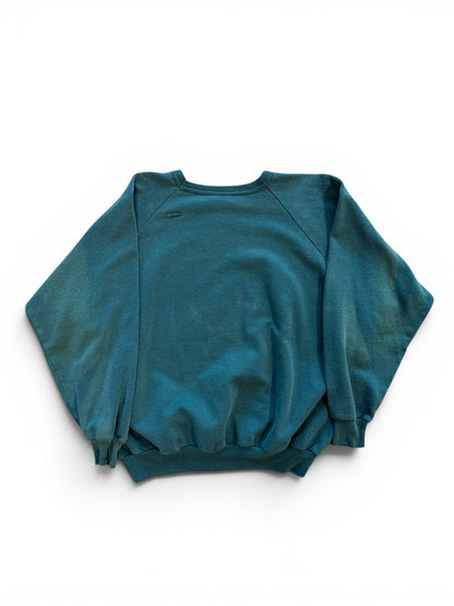 (L) Vintage Nature Bald Eagle Faded Green Crewneck