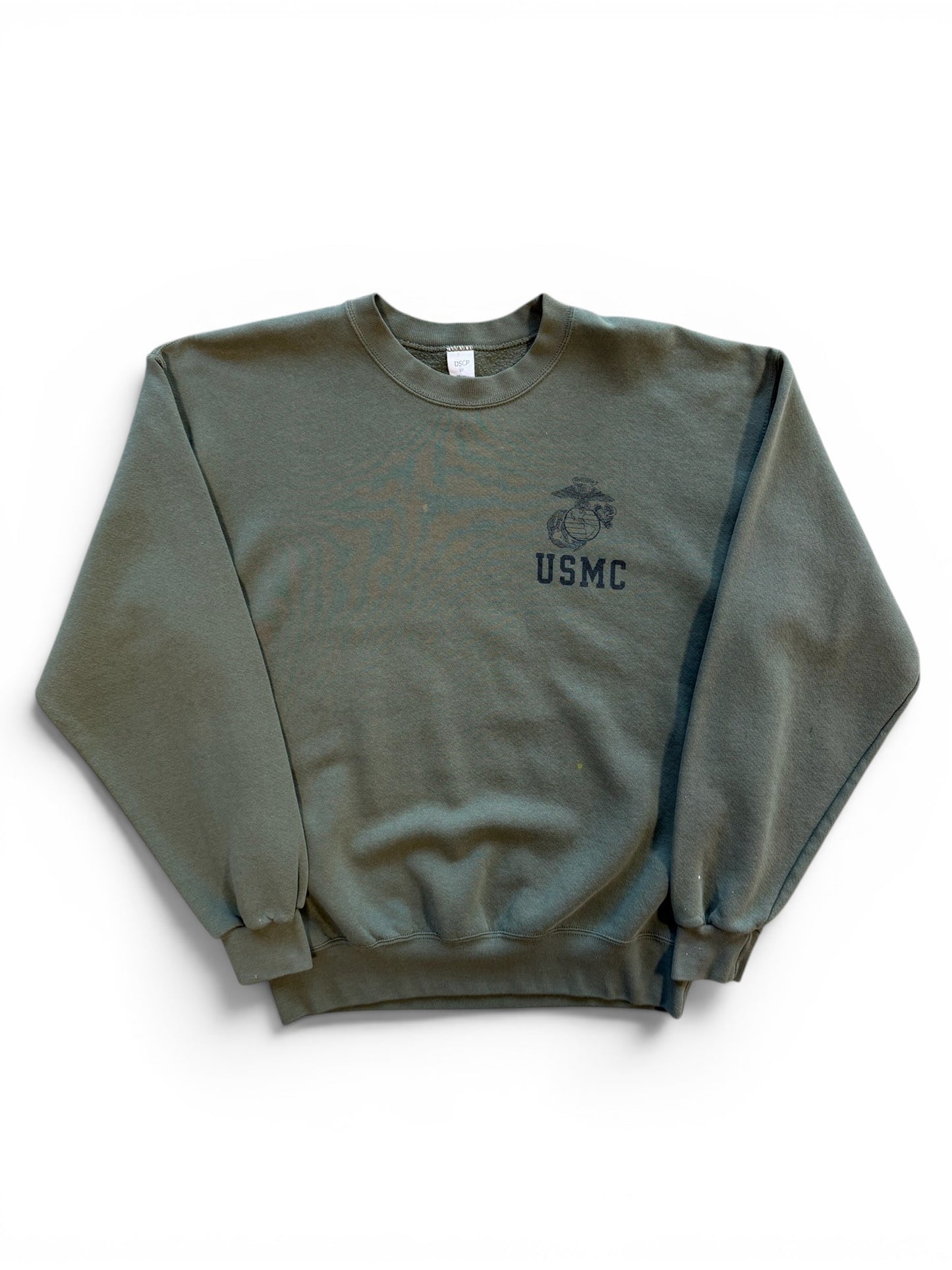 (L) Vintage USMC Green Faded Crewneck