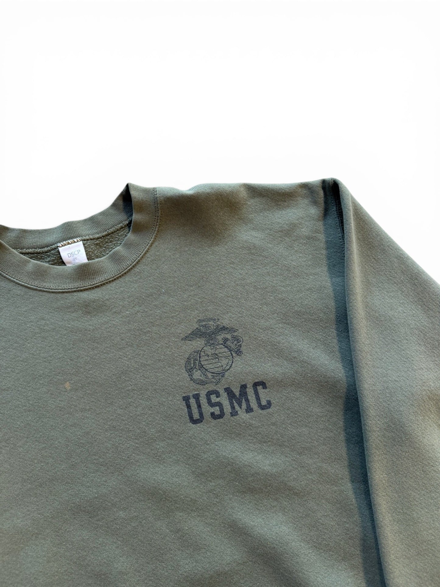 (L) Vintage USMC Green Faded Crewneck