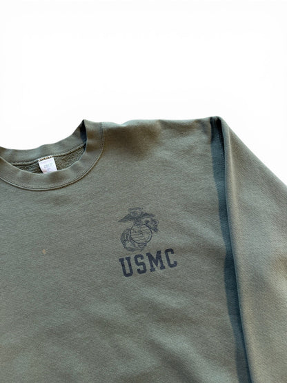 (L) Vintage USMC Green Faded Crewneck