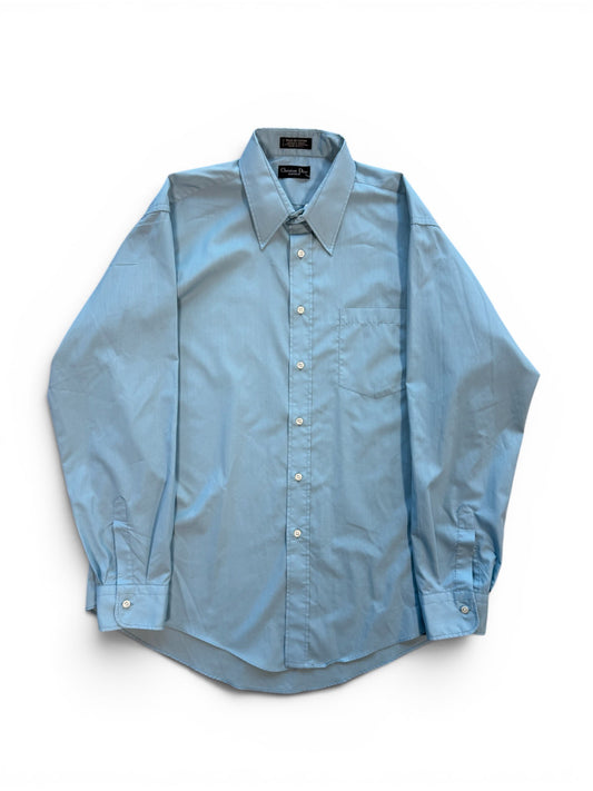 (XL) Vintage 90s Christian Dior Baby Blue Button-Up Shirt