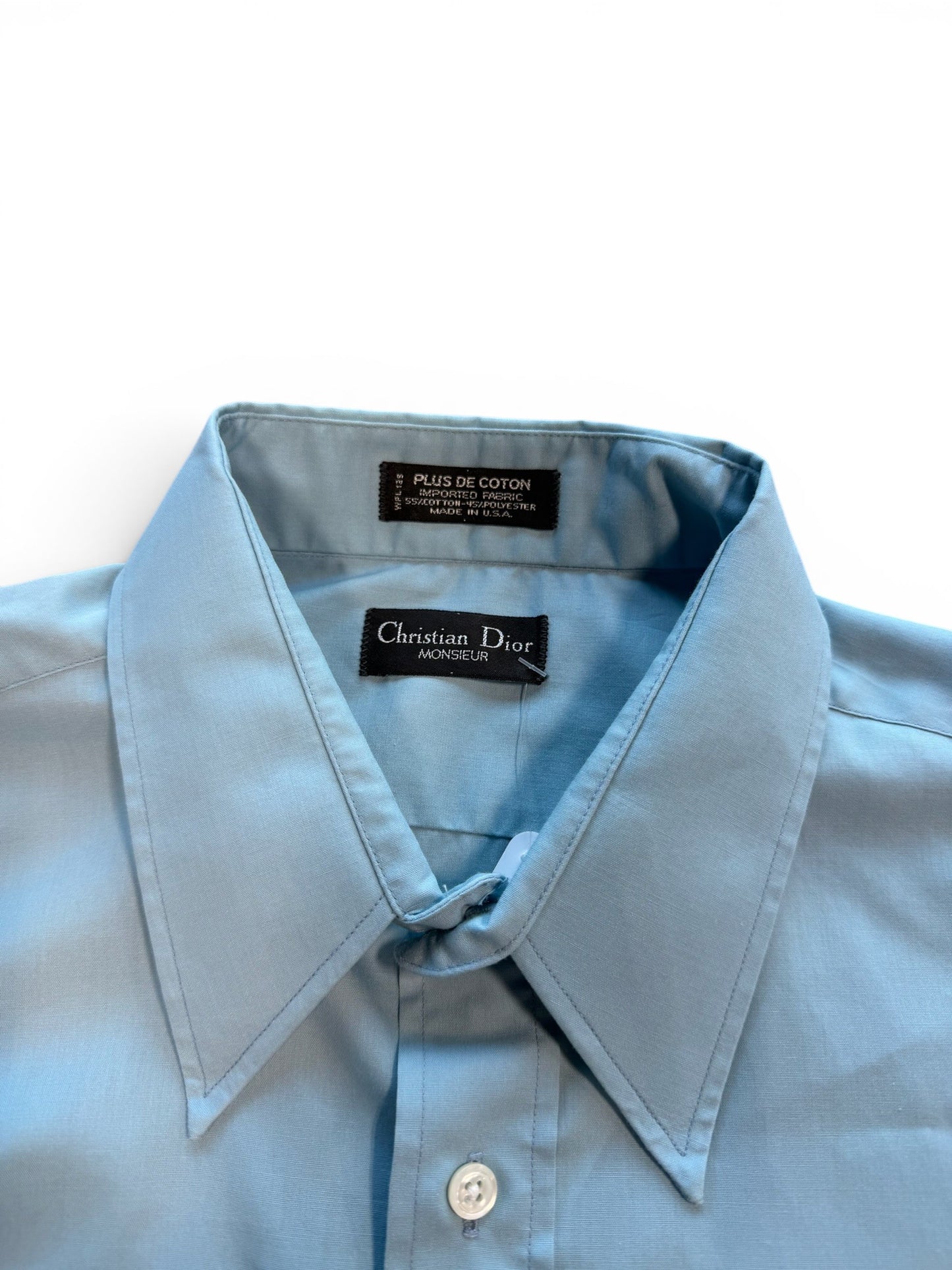 (XL) Vintage 90s Christian Dior Baby Blue Button-Up Shirt