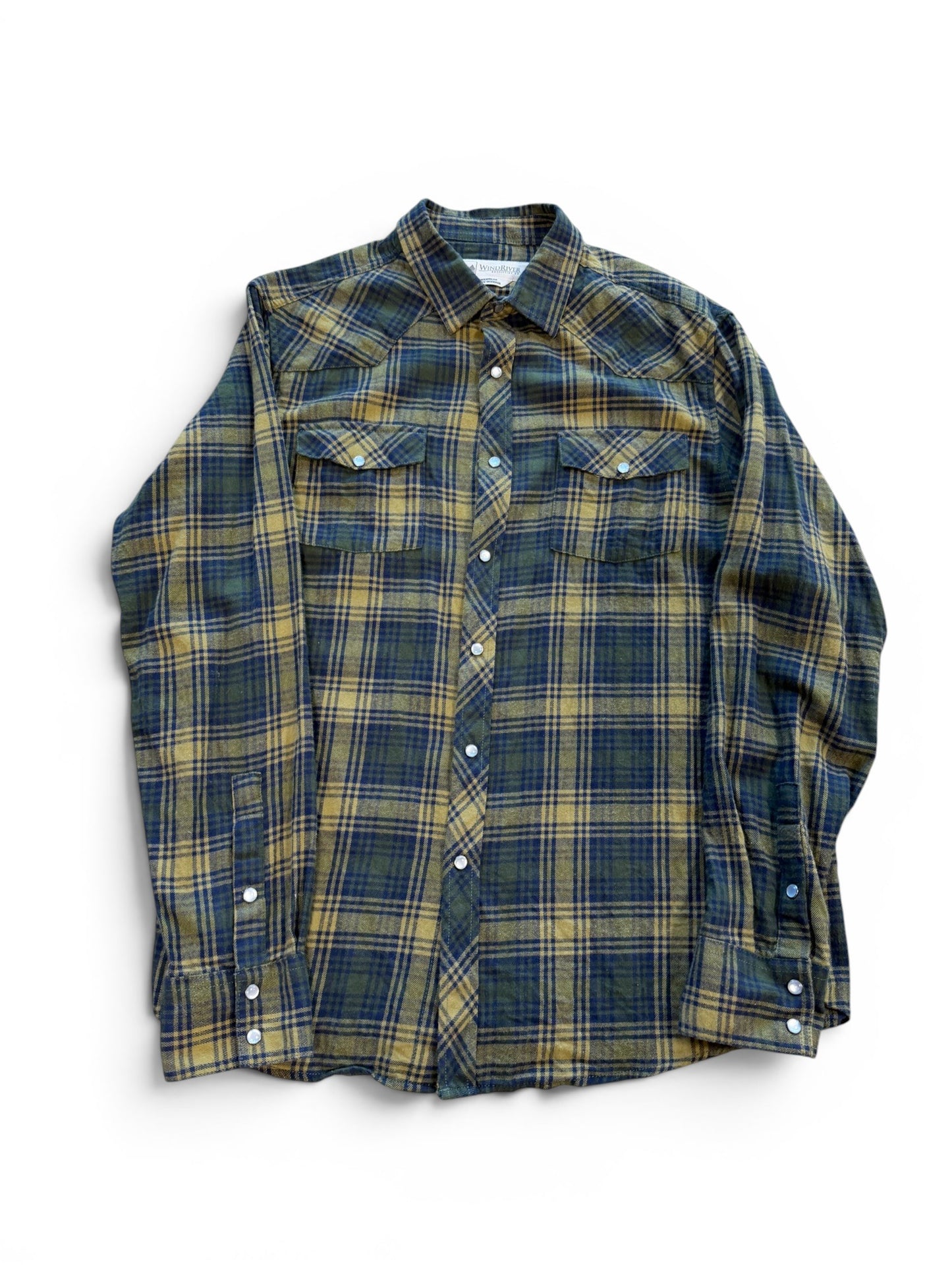 (L) Vintage 90s Windriver Olive Green Flannel