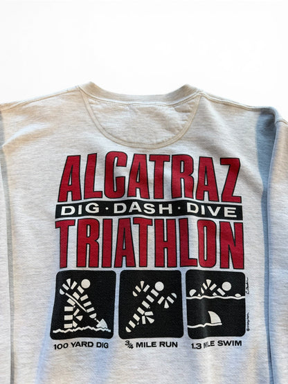 (S) Vintage 90s Alcatraz Triathlon Crewneck Grey