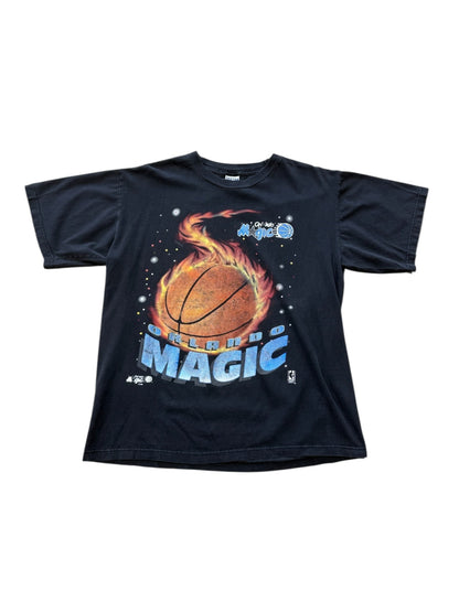 90s Orlando Magic Flame Basketball T-Shirt Sz L