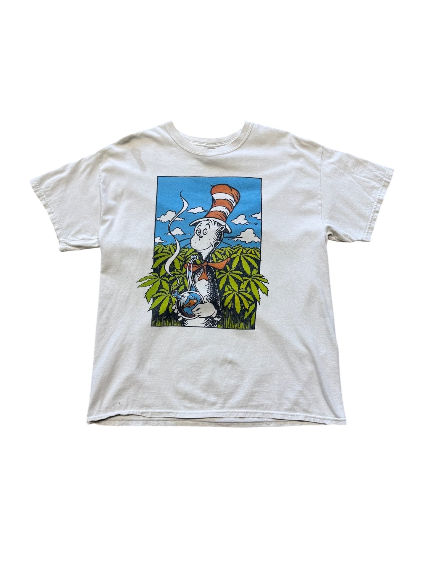 00s Cat In The Hat Weed T-Shirt Sz L