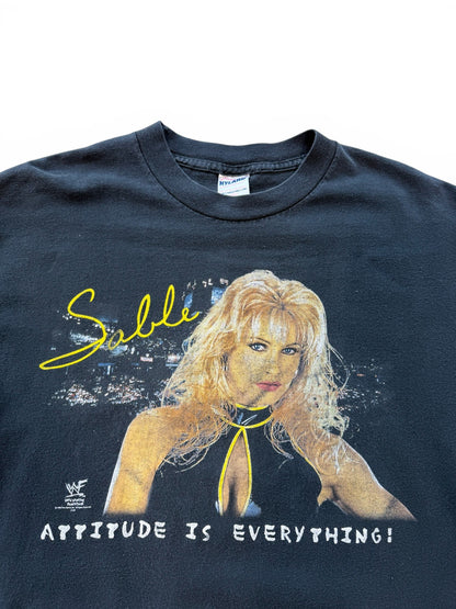 (L) Vintage 1998 WWF Sable Attitude Is Everything T-Shirt