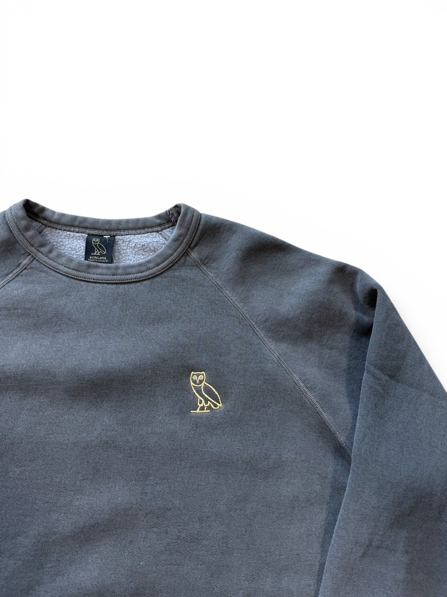 (XL) OVO Garment Dyed Black Crewneck
