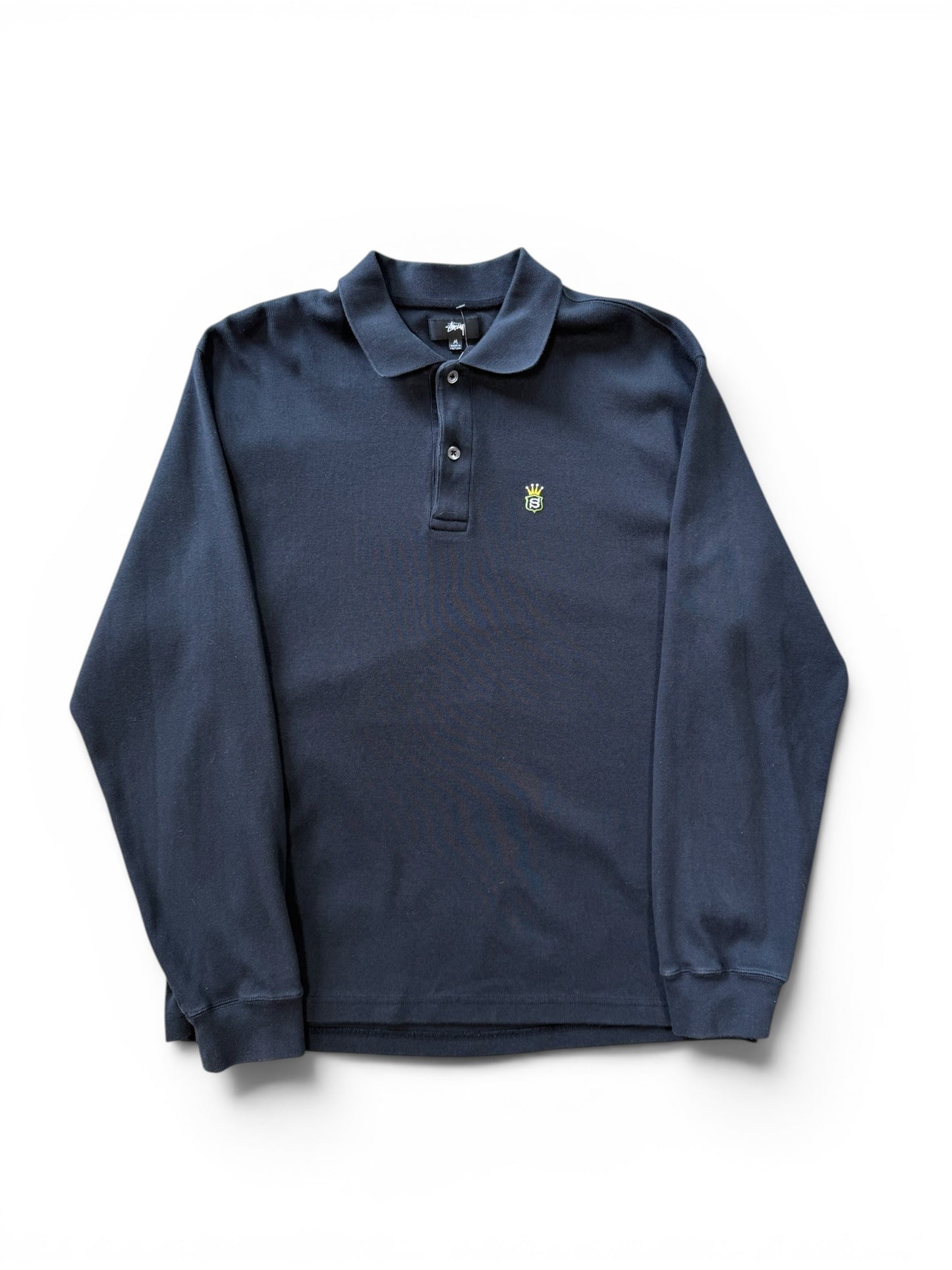 (M) Stussy Rib Polo Black Long Sleeve