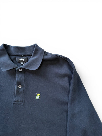 (M) Stussy Rib Polo Black Long Sleeve