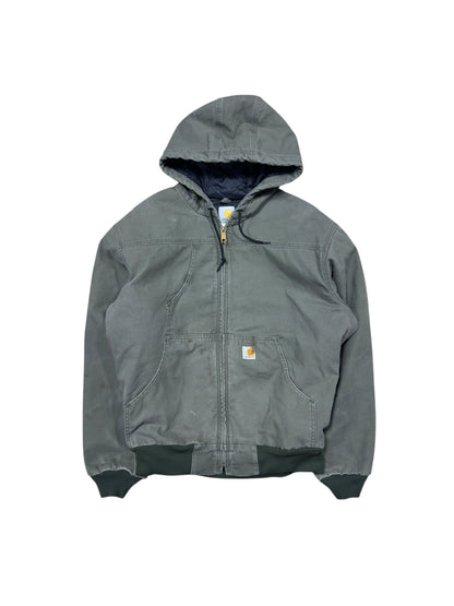 90s Carhartt Green Hooded Jacket Sz L