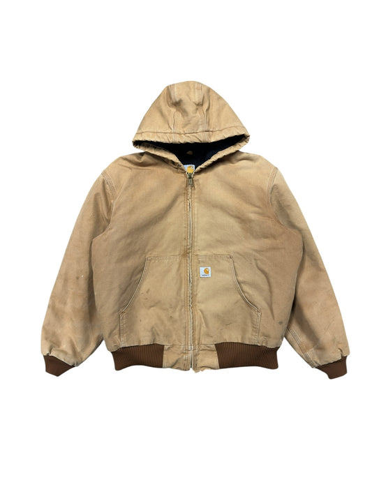 Vtg Carhartt Tan Hooded Jacket Sz L
