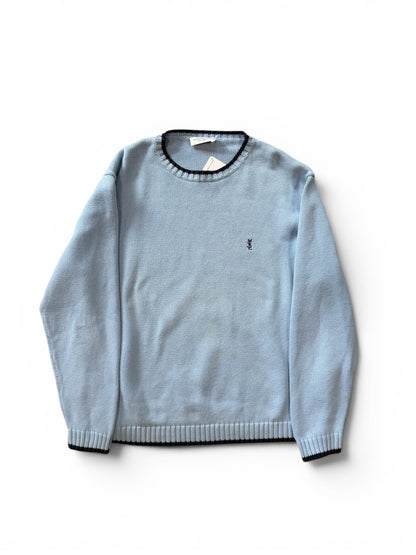 (XL) Vintage 90s Yves Saint Laurent Baby Blue Knit Sweater