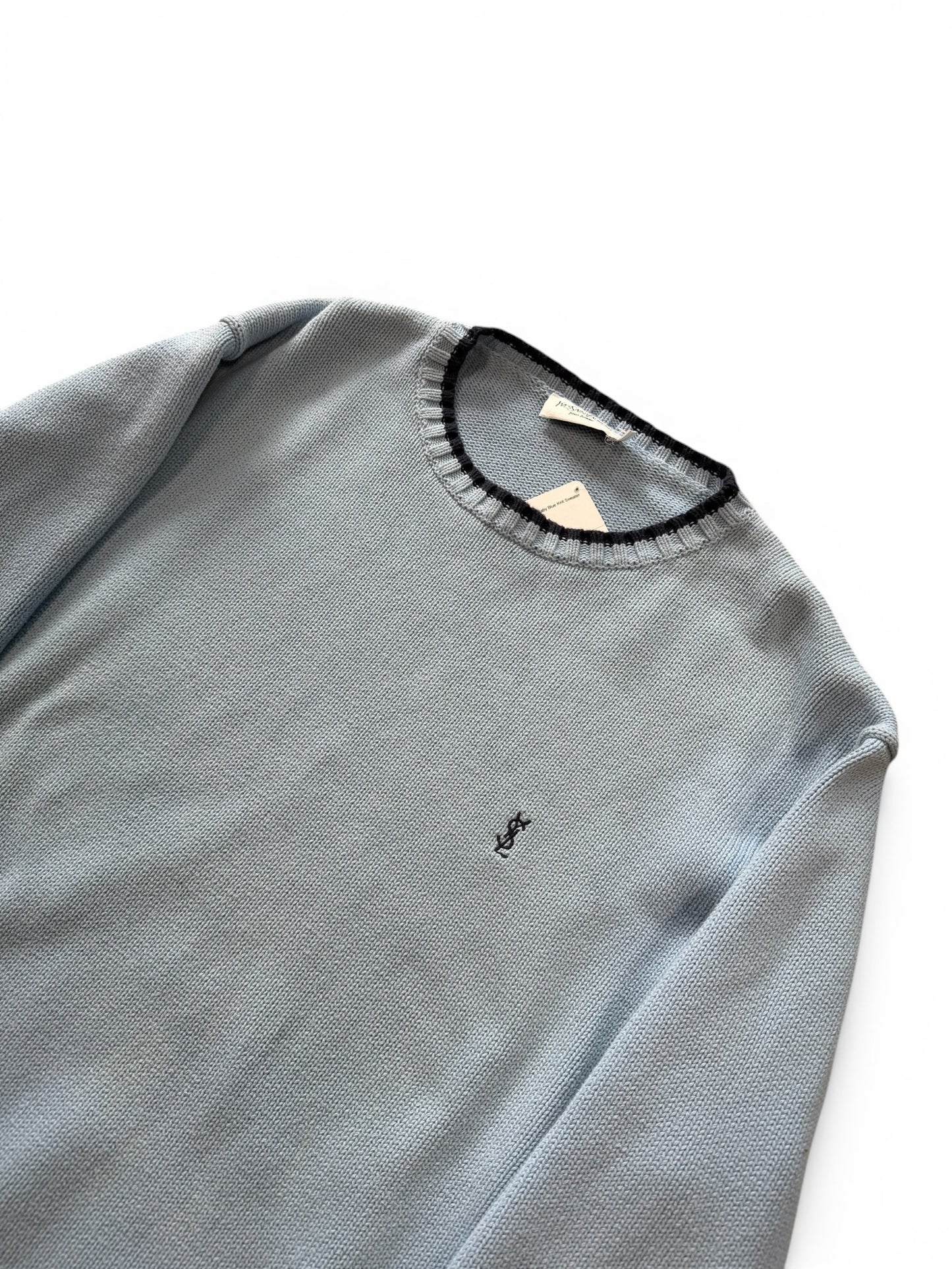 (XL) Vintage 90s Yves Saint Laurent Baby Blue Knit Sweater