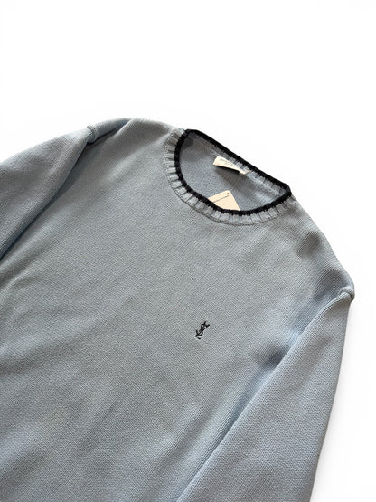 (XL) Vintage 90s Yves Saint Laurent Baby Blue Knit Sweater