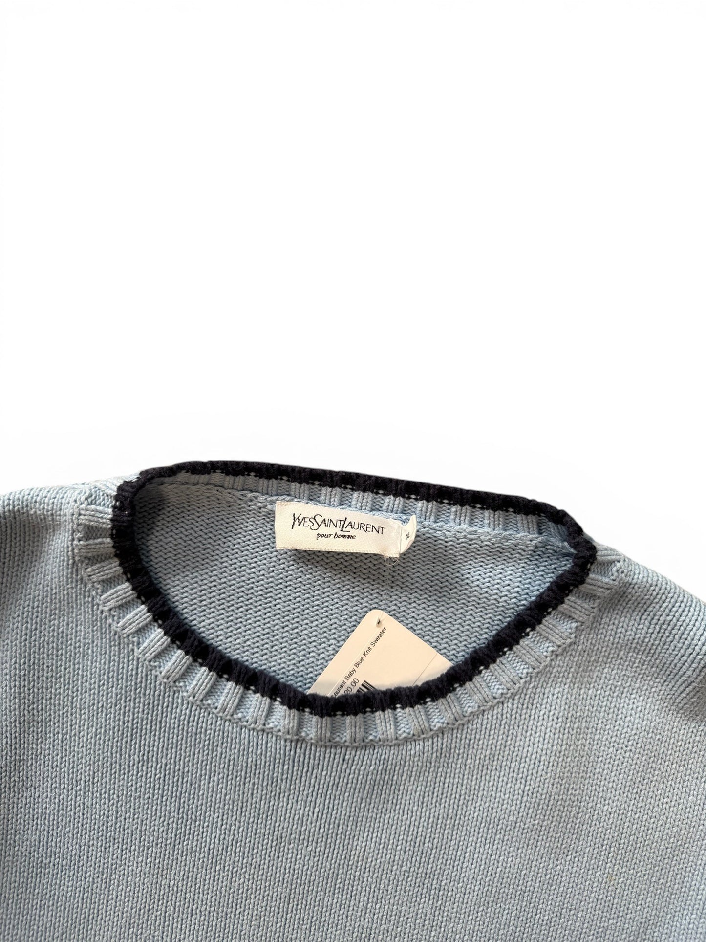 (XL) Vintage 90s Yves Saint Laurent Baby Blue Knit Sweater