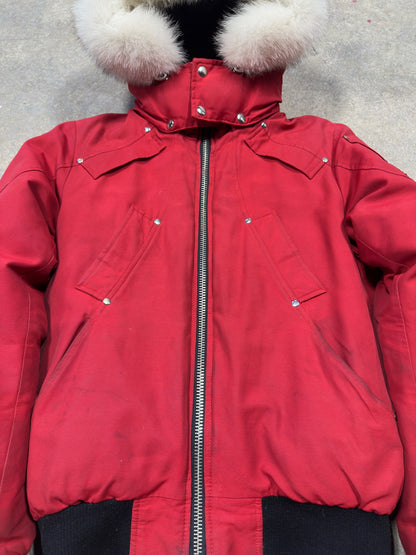 (S) Moose Knuckles Ballistic Shearling Red Bomber Jacket