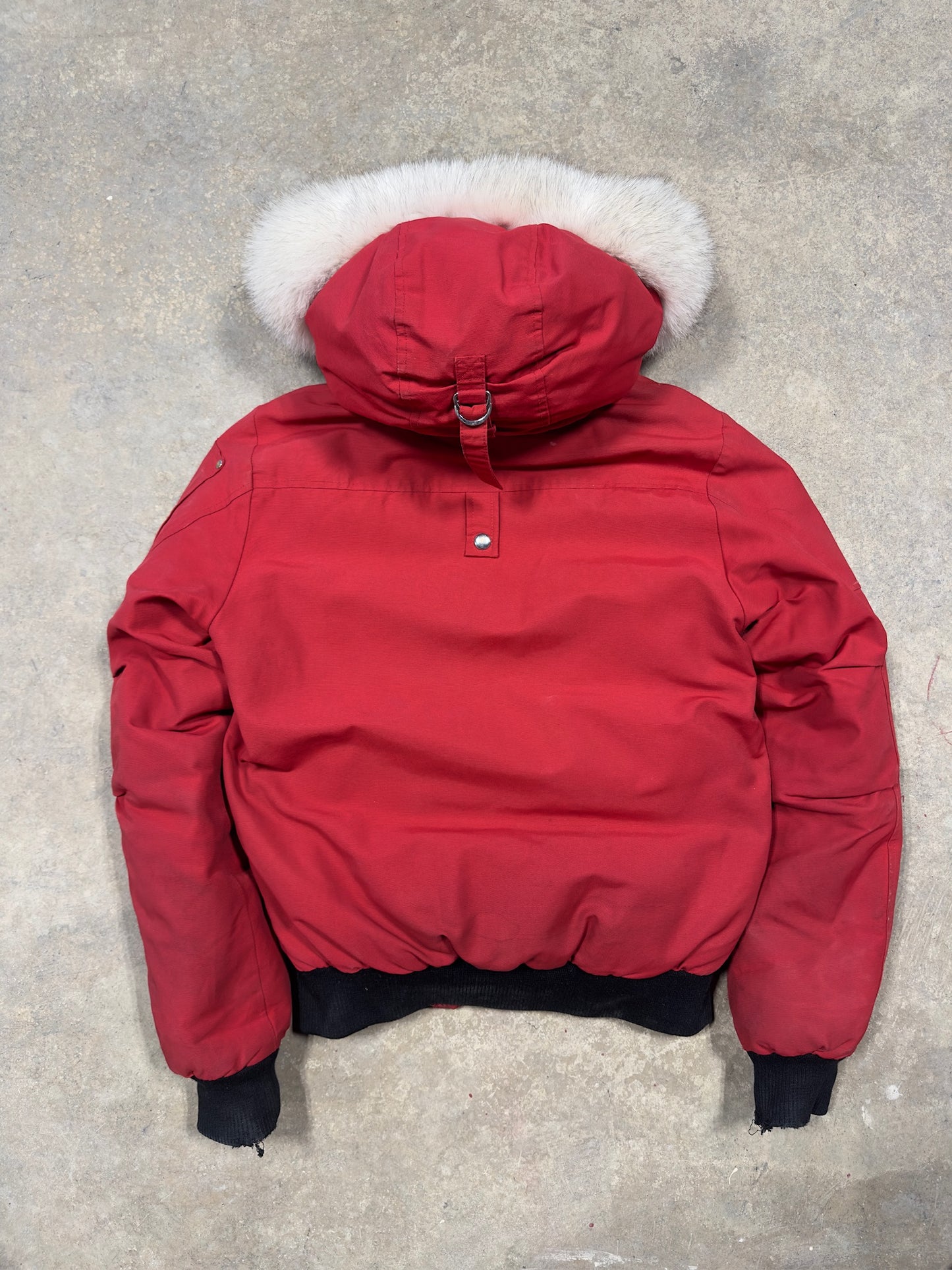 (S) Moose Knuckles Ballistic Shearling Red Bomber Jacket