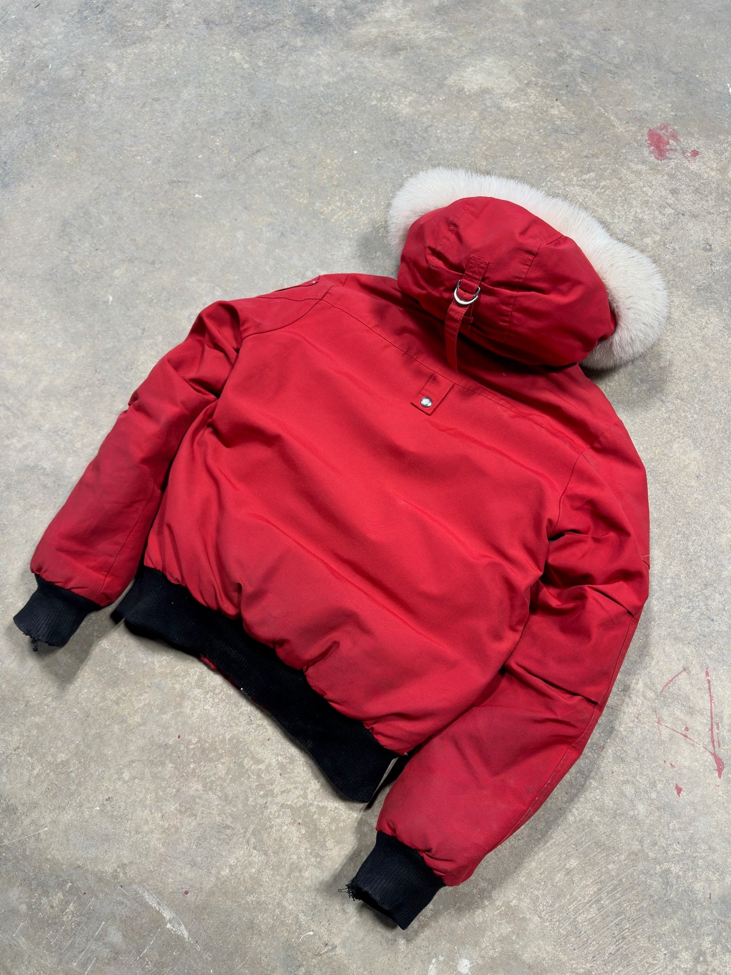 (S) Moose Knuckles Ballistic Shearling Red Bomber Jacket