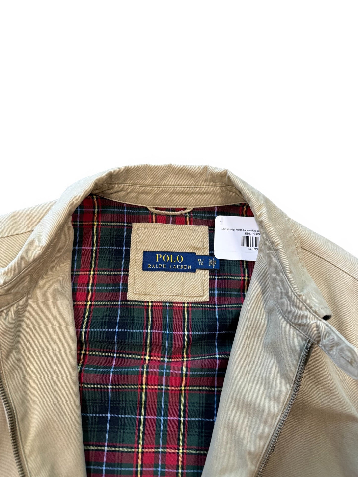 (XL) Vintage Ralph Lauren Polo Lined Tan Harrington Jacket