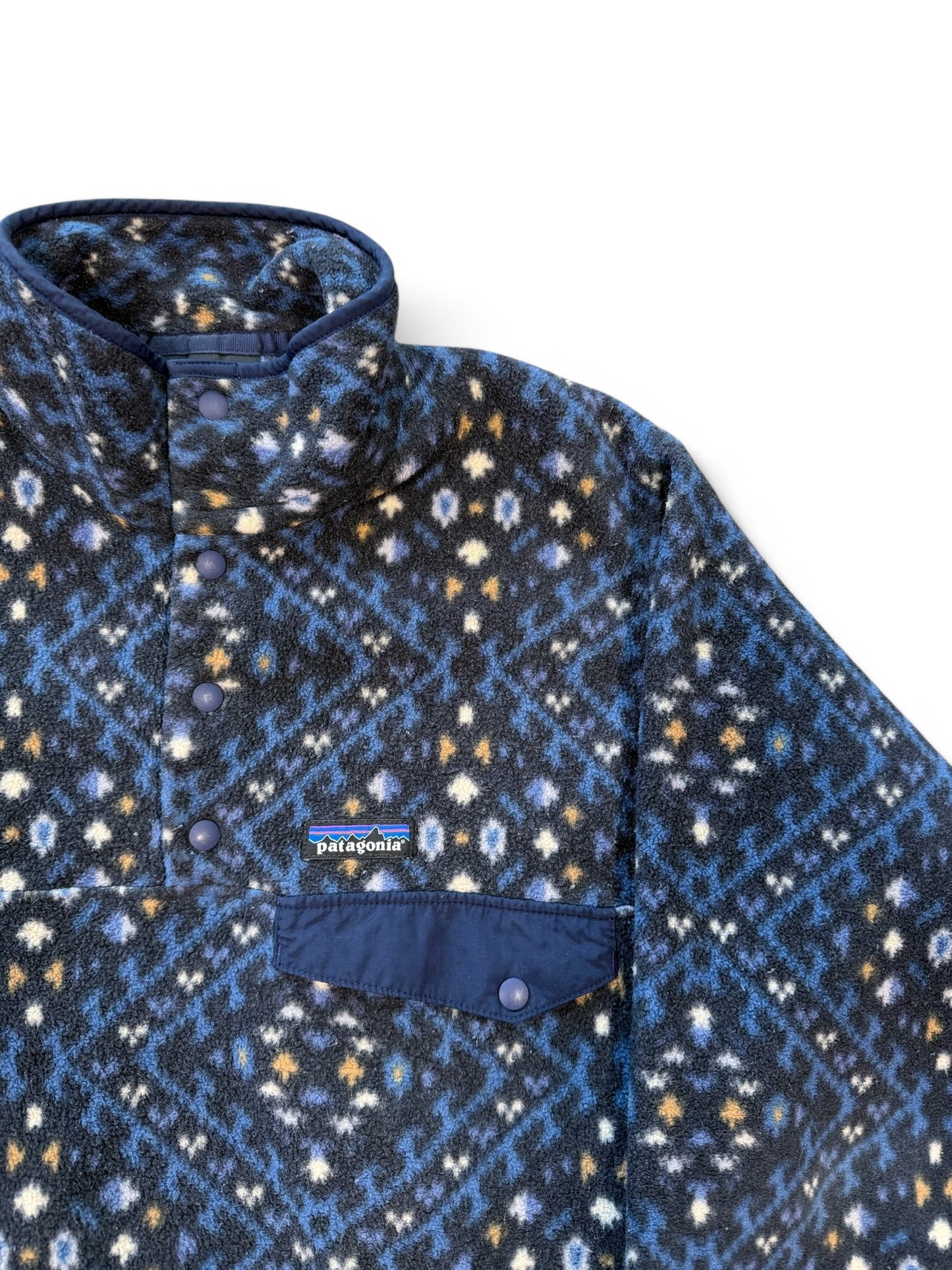 (XS) 90s Patagonia Synchilla Snap T Pullover Aztec Fleece With Chest Pocket