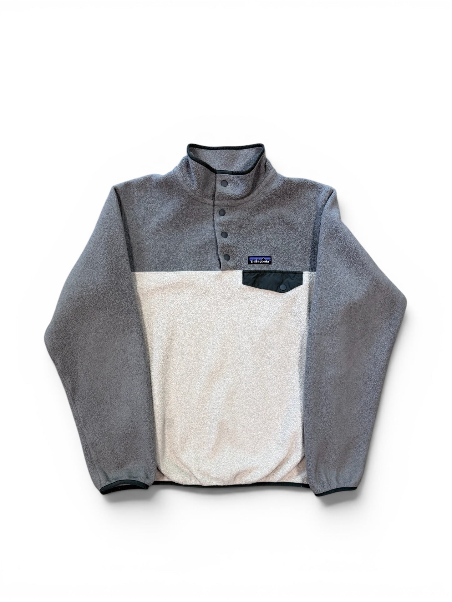 (M) 90s Patagonia Synchilla Snap T Pullover Grey Fleece With Chest Pocket