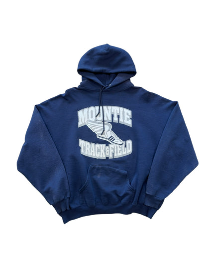 (XL) Vtg Mountie Track & Field Hoodie Navy