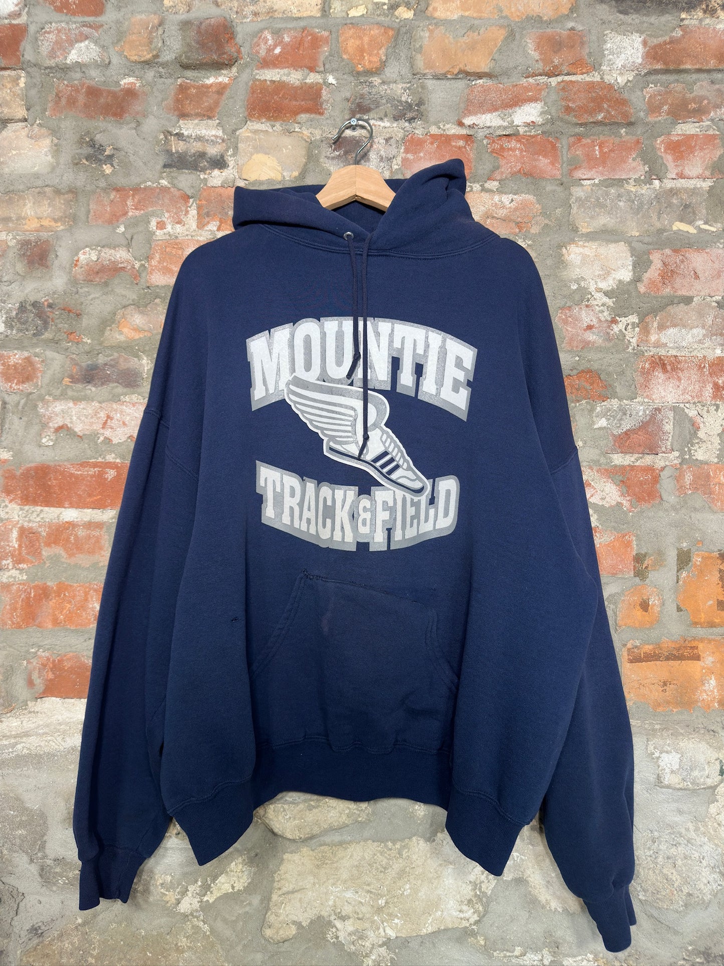 (XL) Vtg Mountie Track & Field Hoodie Navy