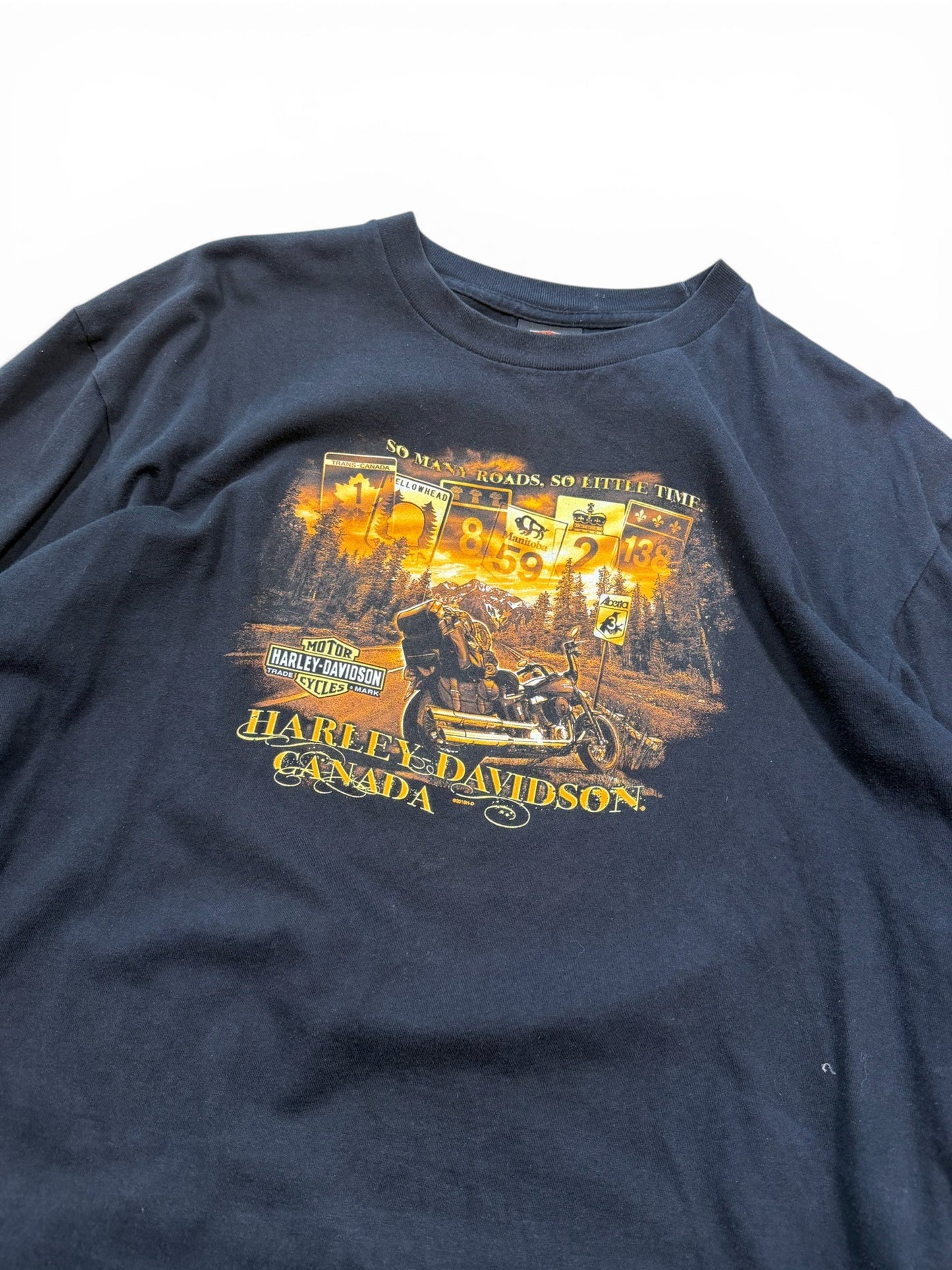 (XL) Vintage Harley Davidson Quebec Black Long Sleeve Shirt