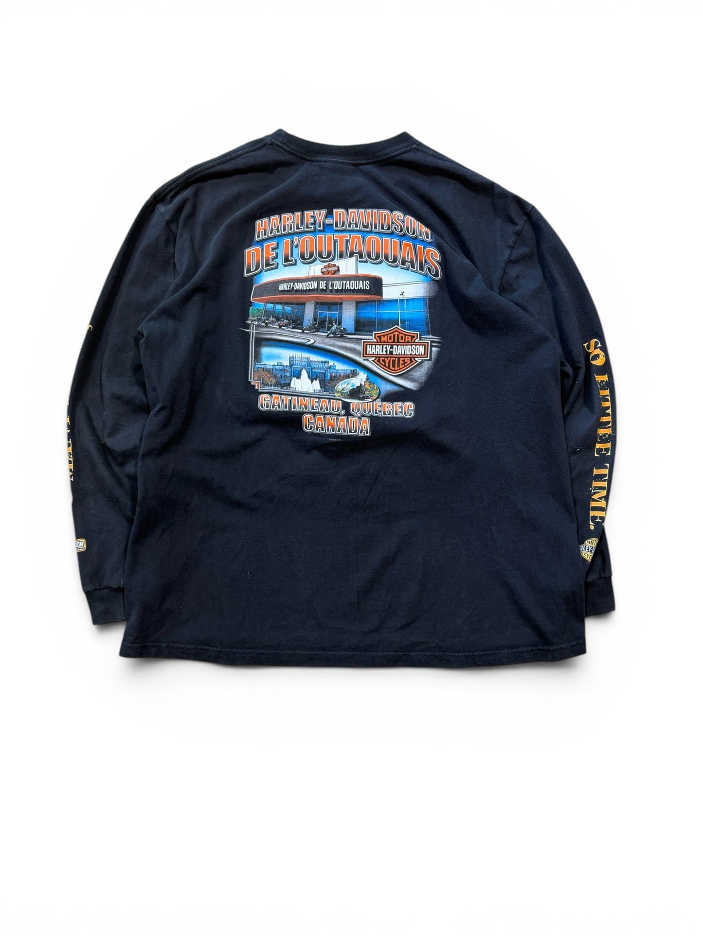 (XL) Vintage Harley Davidson Quebec Black Long Sleeve Shirt