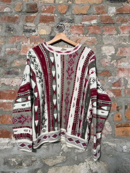 Vtg Mister Leonard 3D Style Knit Sweater Sz L