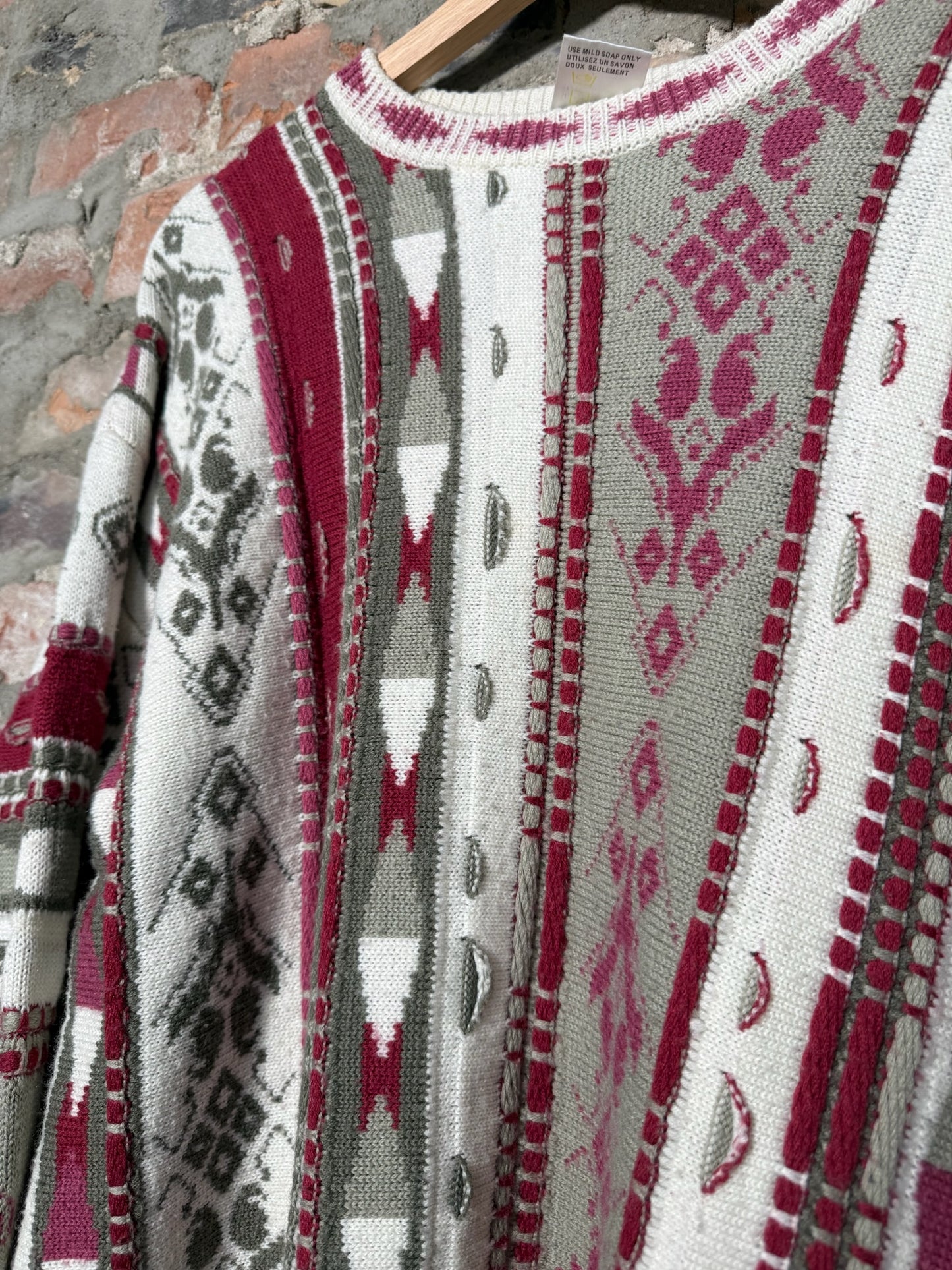 Vtg Mister Leonard 3D Style Knit Sweater Sz L