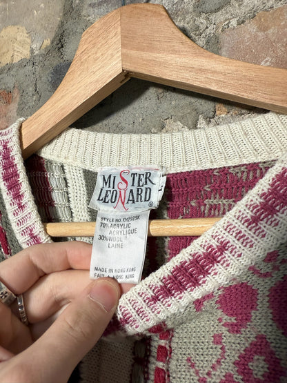 Vtg Mister Leonard 3D Style Knit Sweater Sz L