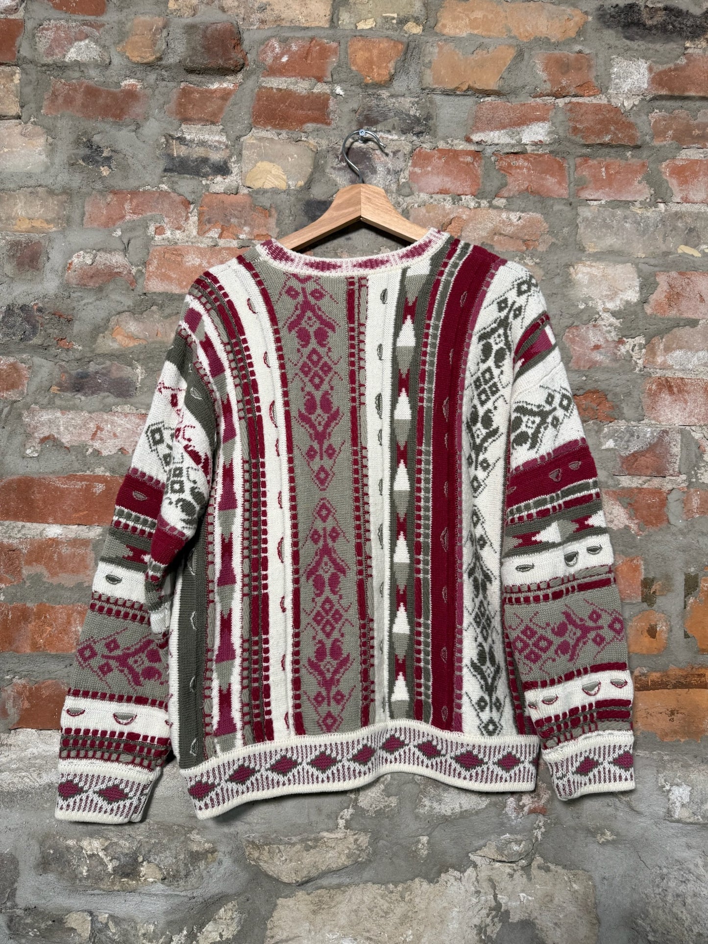 Vtg Mister Leonard 3D Style Knit Sweater Sz L